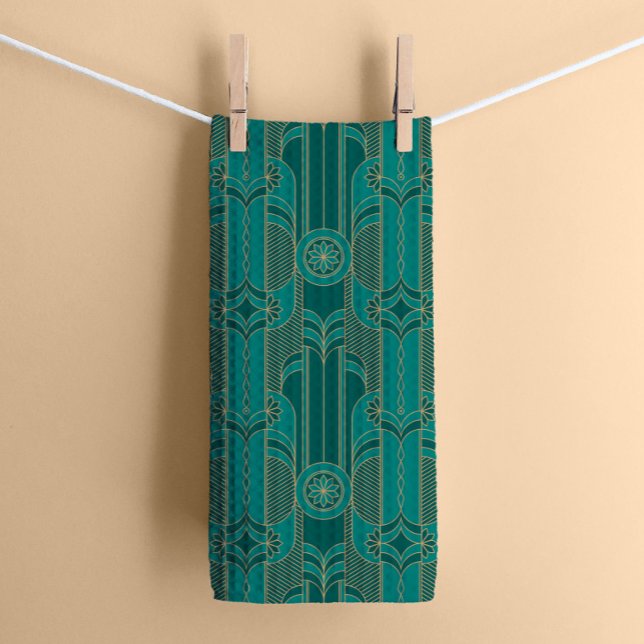 Toalla de té de cocina verde esmeralda Art Deco (Subido por el creador)