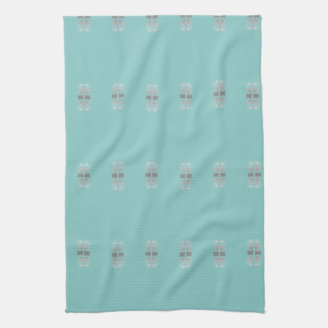Toalla De Té De Color Gris Y Turquesa (Vertical)