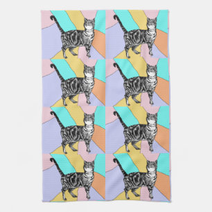 Toalla de té de color pastel para gatos de mesa