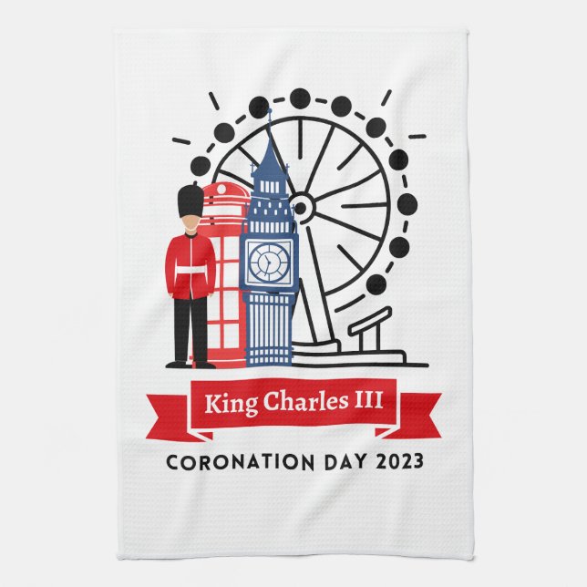 Toalla de té de coronación King Charles III (Vertical)