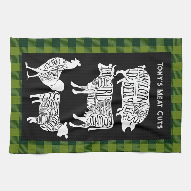 Toalla de té de Cortes de Carne del Carnicero Gran (Horizontal)