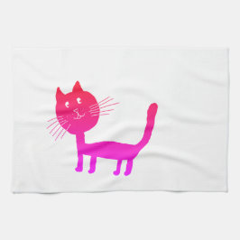 Toalla de té de dibujos de gato rosa