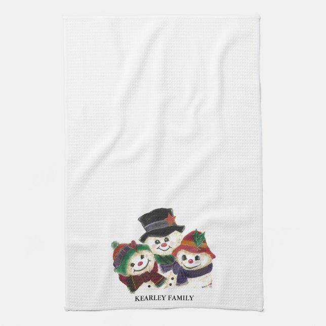 TOALLA DE TÉ DE FAMILIA DE MUÑECO DE NIEVE (Vertical)