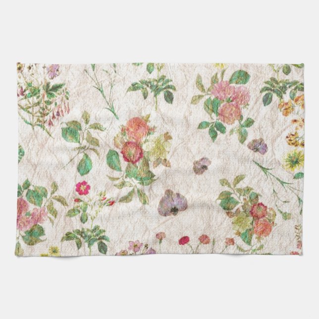 Toalla de té de flores de época (Horizontal)