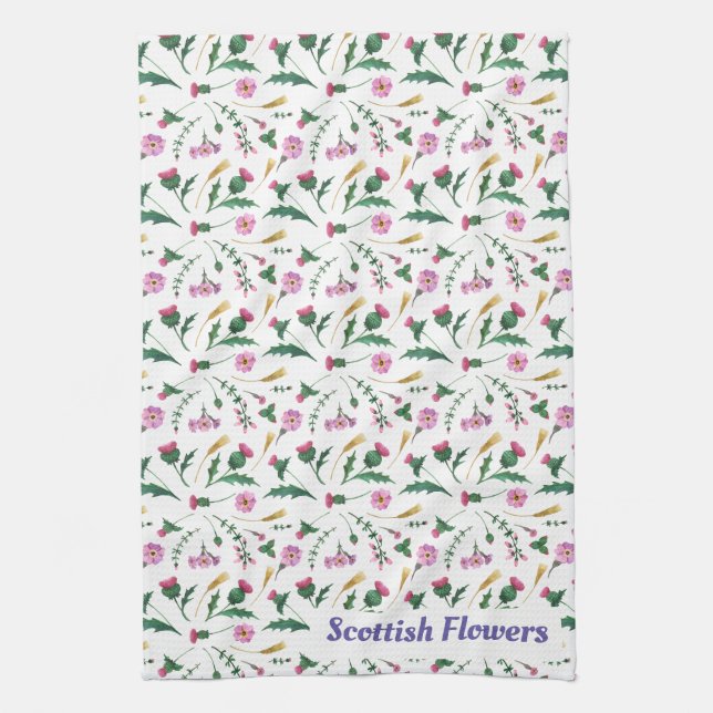 Toalla de té de flores escocesas (Vertical)