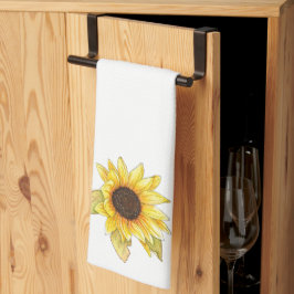 Toalla de té de girasol acuarela toalla de cocina