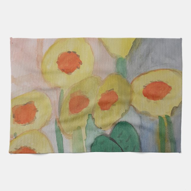 Toalla de té de girasoles abstracta (Horizontal)