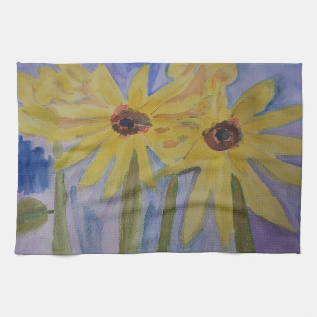 Toalla de té de girasoles amarillos de verano (Horizontal)