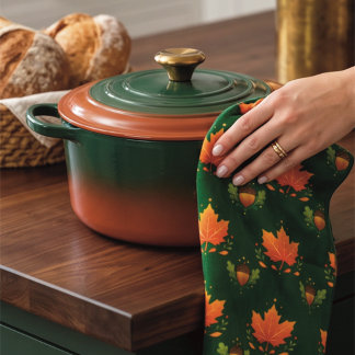 Toalla de té de hoja de arce y bellota de otoño ve