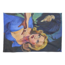 Toalla de té de horror de pulpa retro con zumbido