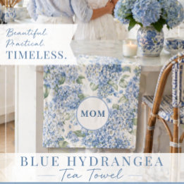 Toalla de té de Hortensia Azul Regalo para Mamá