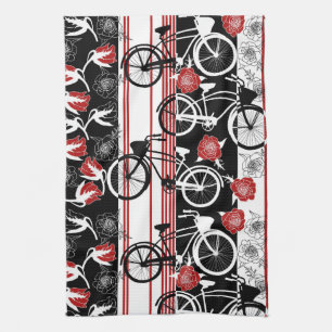 Toalla de té de la cesta de la flor de la bici
