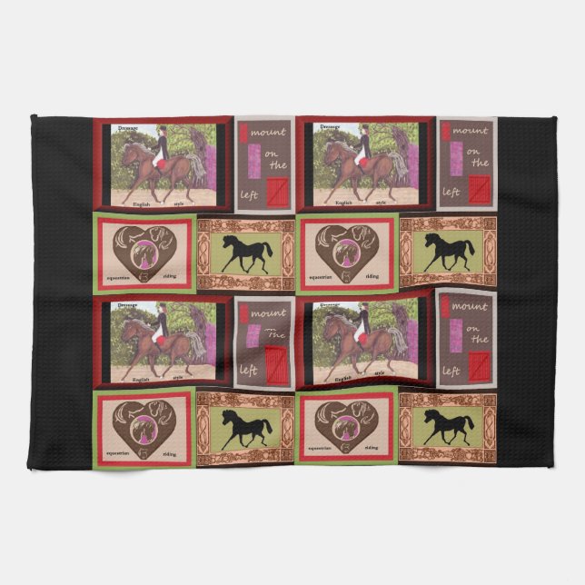Toalla de té de la cocina del caballo del Dressage (Horizontal)