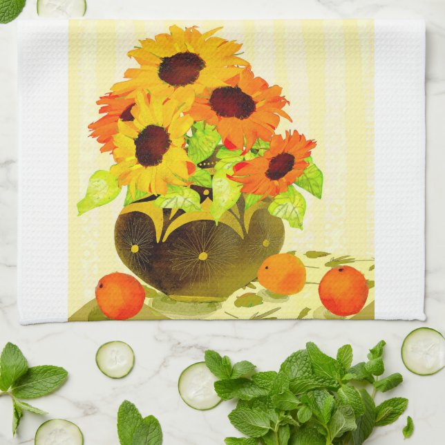 Toalla de té de la cocina del girasol de otoño (Doblado)