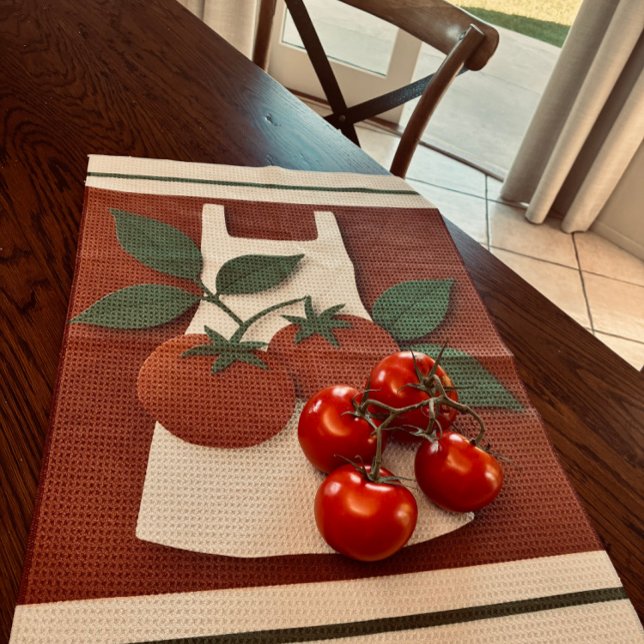 Toalla de té de la cosecha de tomate | Cocina de l (Farmhouse tomato tea towel for cozy kitchens, perfect gift for home cooks.)