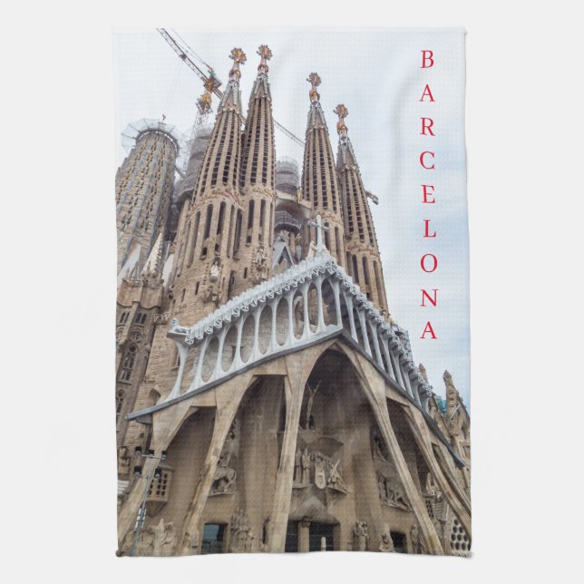 Toalla de té de la Sagrada Familia de Barcelona (Vertical)
