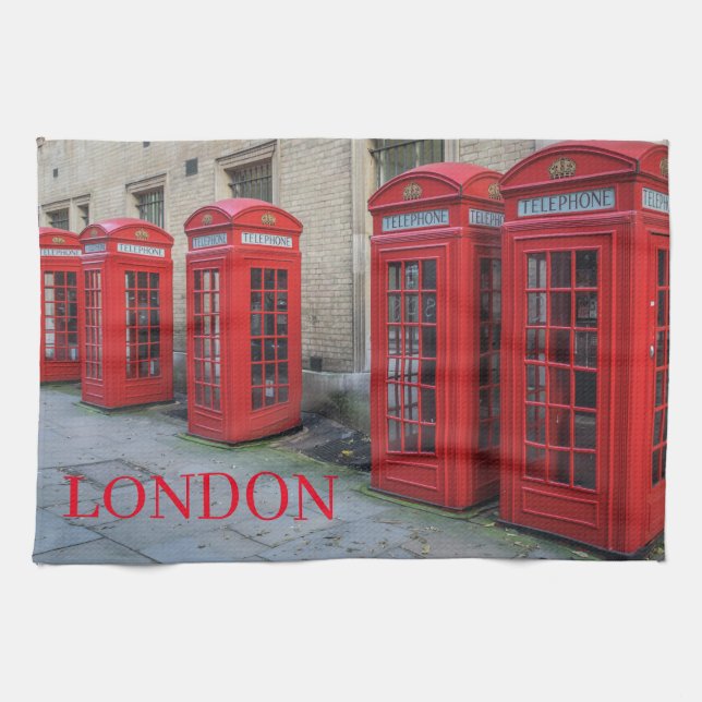 Toalla de té de las cajas de teléfonos de Londres (Horizontal)