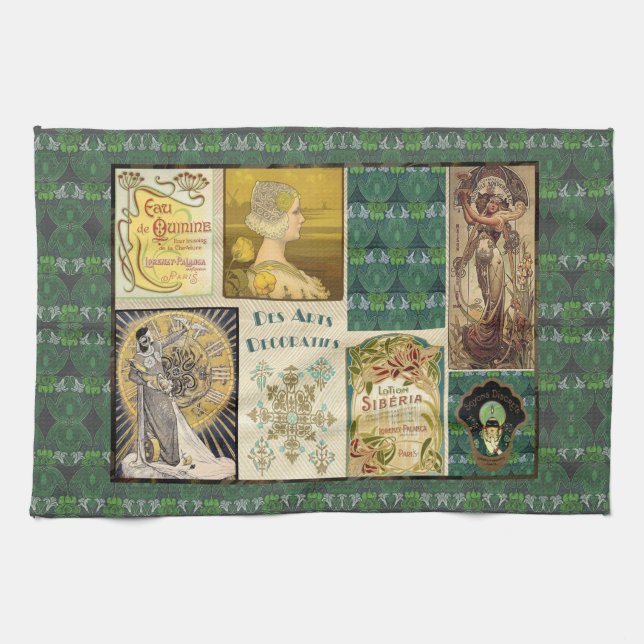 Toalla de té de las damas de Art Nouveau (Horizontal)