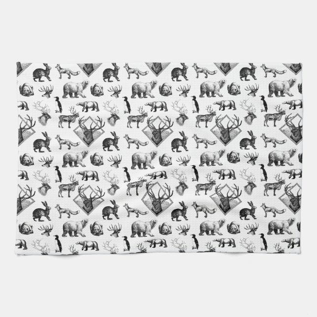 Toalla de té de los animales de invierno (Horizontal)
