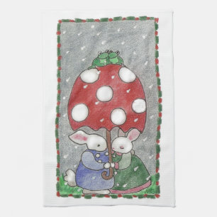 Toalla de té de los Bunnies de lluvia
