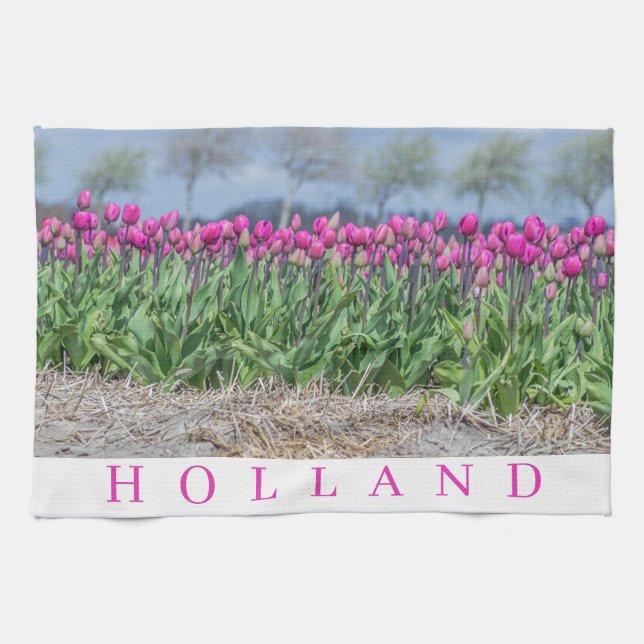 Toalla de té de los tulipanes rosados de Holland (Horizontal)