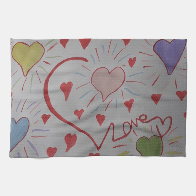 Toalla de té de Love Hearts (Horizontal)