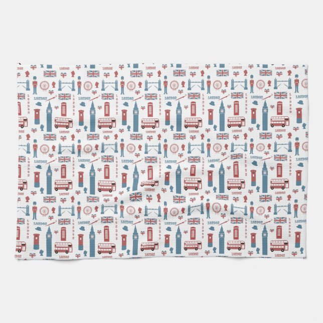 Toalla de té de lugares emblemáticos de Londres (Horizontal)