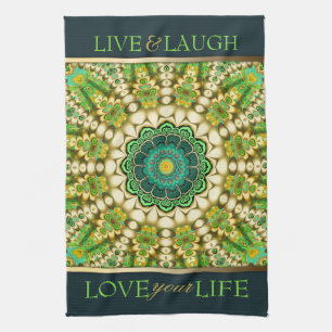 Toalla de té de Mandala oriental de Bohemia verde