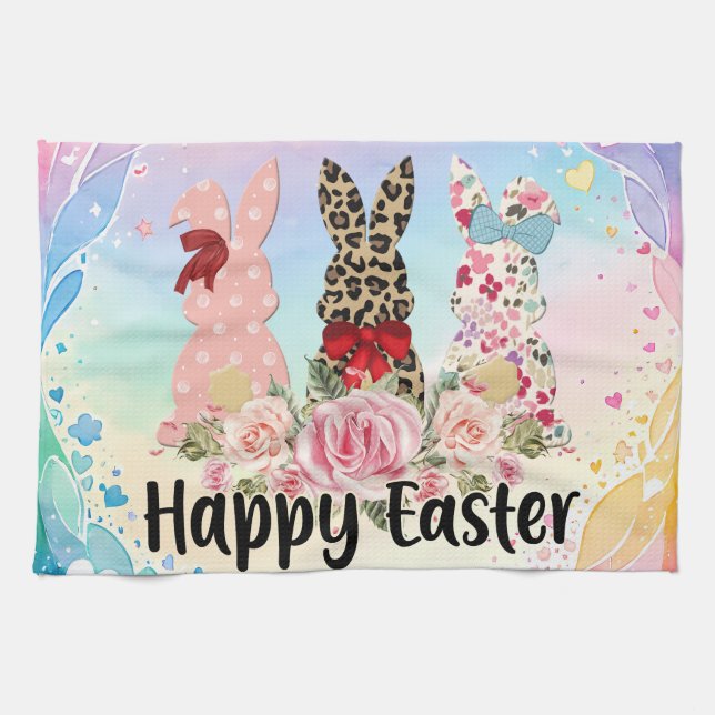 Toalla de té de Pascua feliz (Horizontal)