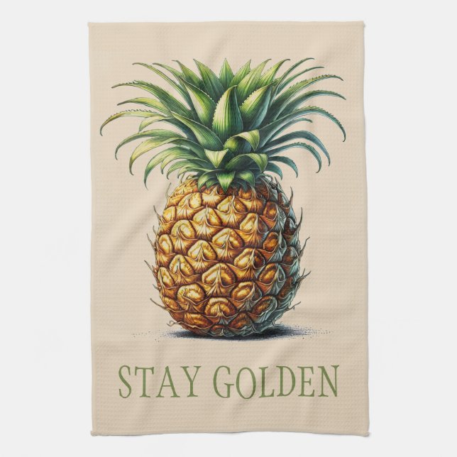 Toalla de té de piña "Stay Golden" (Vertical)