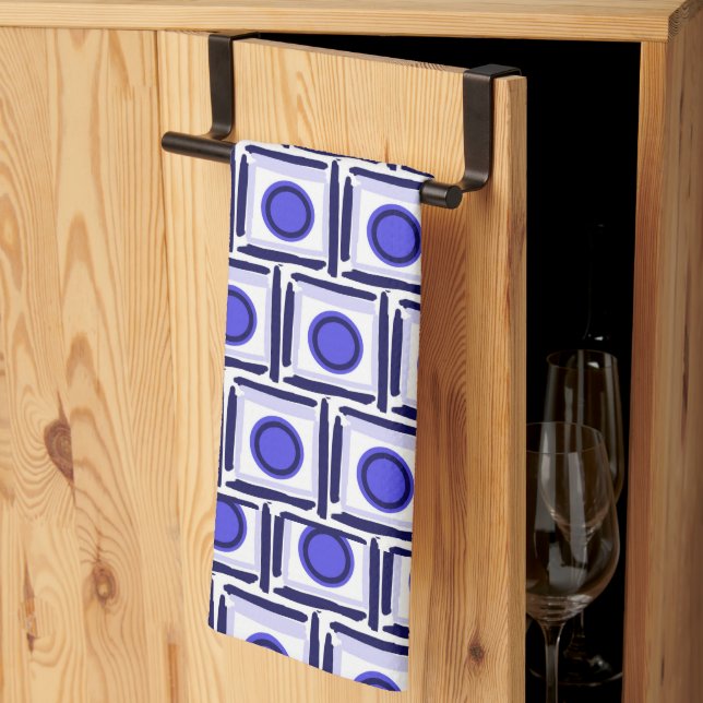 Toalla de té de punto azul y cuadrado (Pliegue de tercios)