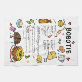 Toalla de té de receta ilustrada Bobotie para Sudá