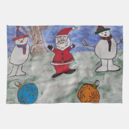 Toalla de té de Santa y Snowmen