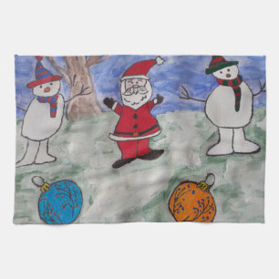 Toalla de té de Santa y Snowmen