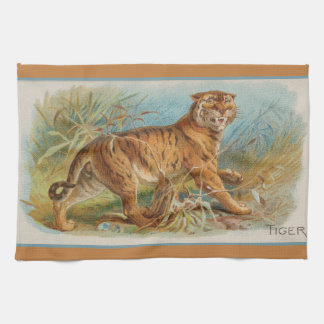 Toalla de té de tigre de época