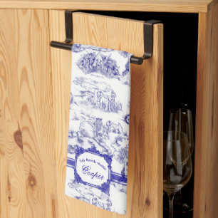Toalla de té de toile azul para Terrier WHEATEN