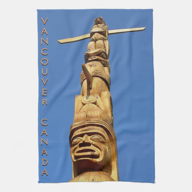 Toalla de Té de Vancouver de Tótem Nativo de Tótem (Vertical)
