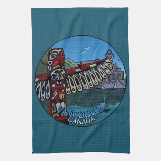 Toalla de Té de Vancouver de Tótem Nativo de Tótem (Vertical)