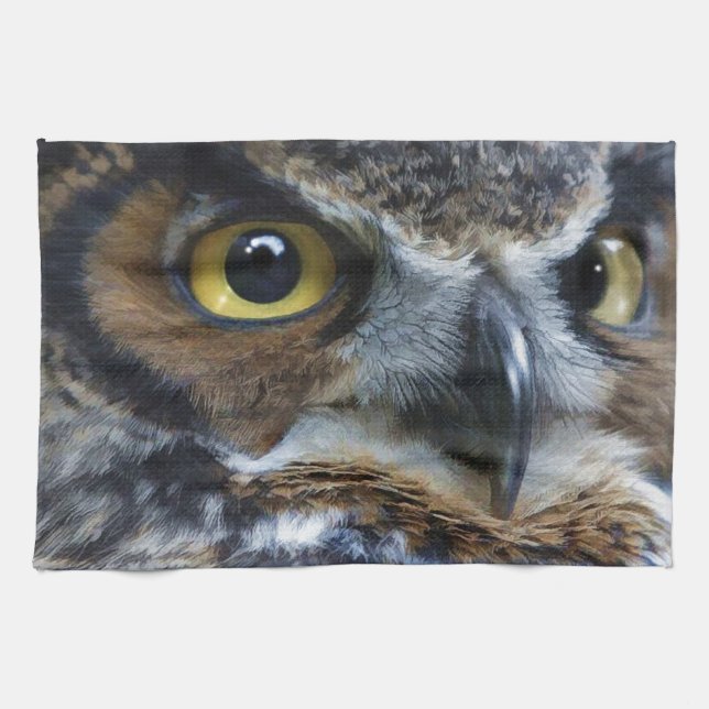 Toalla de té de vida silvestre Great Gray Owl Eyes (Horizontal)