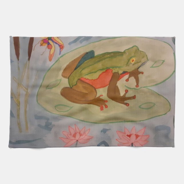 Toalla de té de yeso de rana de verano (Horizontal)