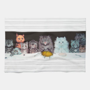 Toalla de té del arte de la cena de los gatos de