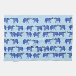 Toalla de té del humor del elefante, modelo azul