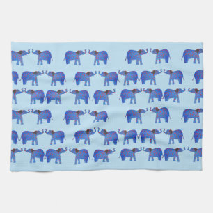 Toalla de té del humor del elefante, modelo azul