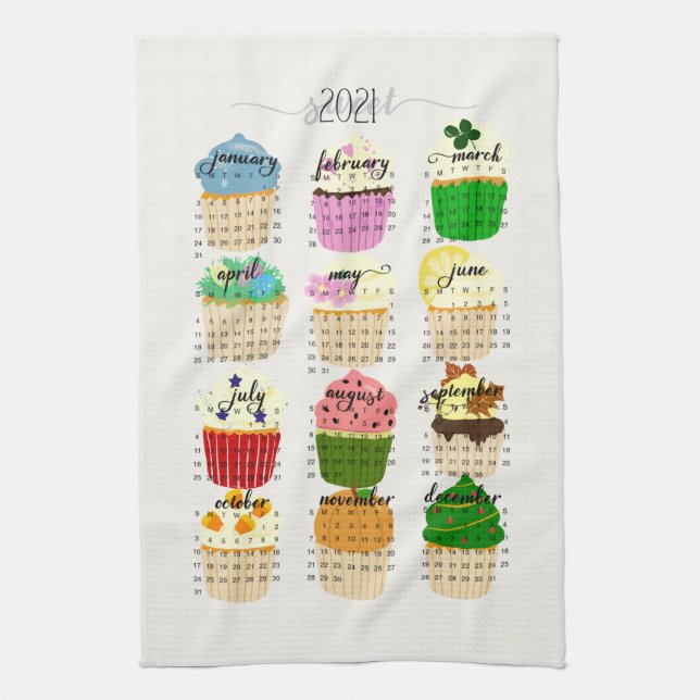 Toalla de té en la cocina del calendario 2021 (Vertical)