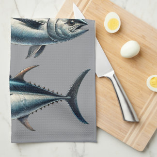 Toalla de té gris de peces de atún