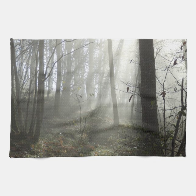Toalla de té húmeda de Woodland Morning (Horizontal)