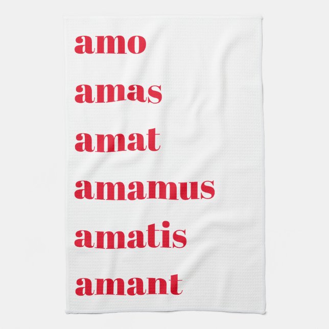 Toalla de Té Latino, Amo Amas Amat, Tema De Los Es (Vertical)