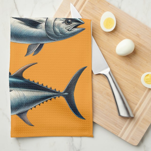 Toalla de té Naranja de pescado de atún (Doblado Cuarto)