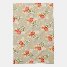 Toalla de té naranja Watercolor Florals