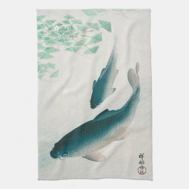 TOALLA DE TÉ: OHARA KOSON : CARP/KOI 1926 (Vertical)